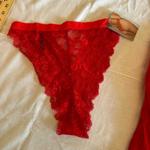 NWT Lingerie babydoll red lace w/ panty SZ 1X - Picture 10 of 11